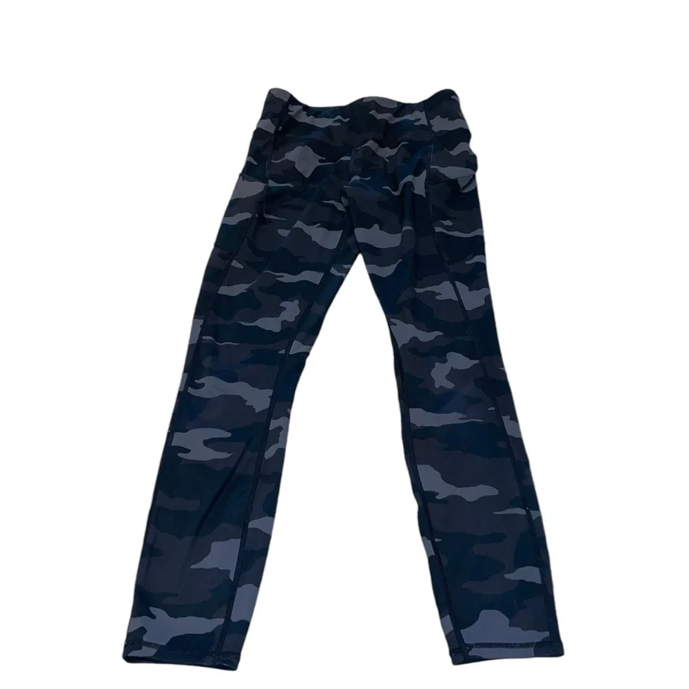 ATHLETA Women’s Gray Camo Print Leggings w/ Pockets Size Small